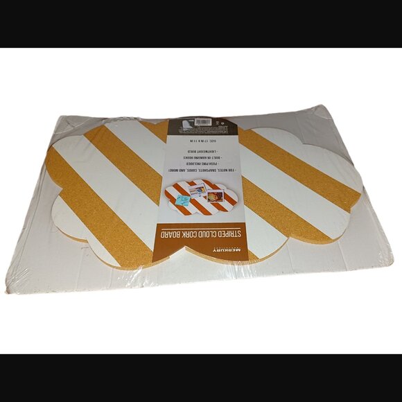 Merkury Innovations White And Brown Striped Cloud Cork Board 17"X11" New - Picture 6 of 6